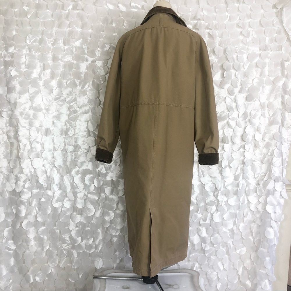Vintage LL Bean womens medium Tan Long Duster coat, flannel lined - Picture 3 of 12